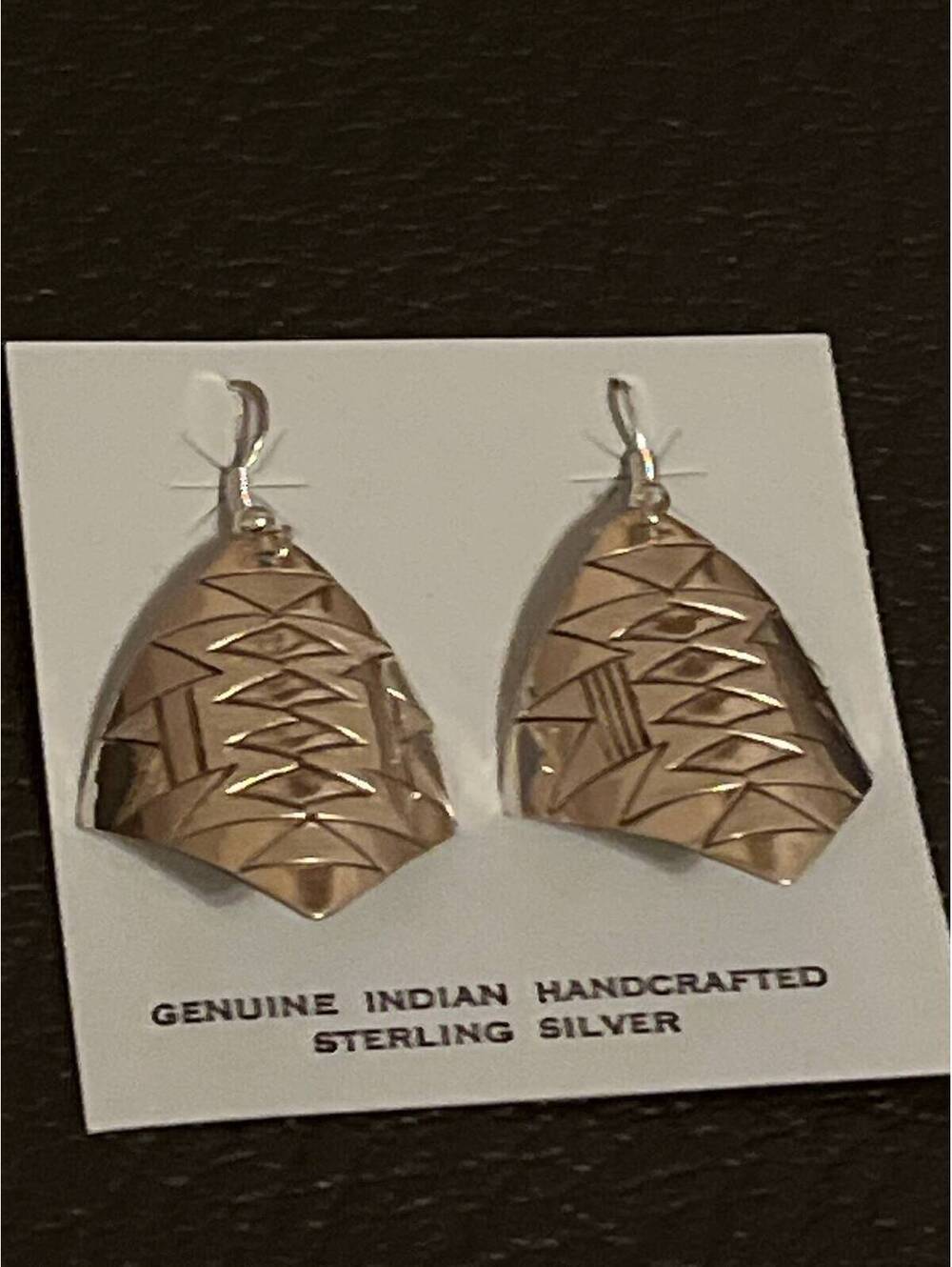 Navajo handmade sterling silver etched design earrings